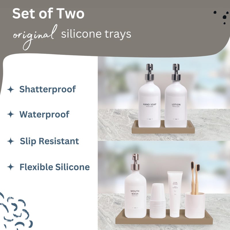 Spacewiser Countertop and Vanity Tray - 2 PC (11    and 7   ) Shatterproof Silicone Kitchen and Bathroom Trays for Counter, Kitchen Soap Dispenser Tray, Vanity Trays for Bathroom, Perfume Key Tray - Image 3